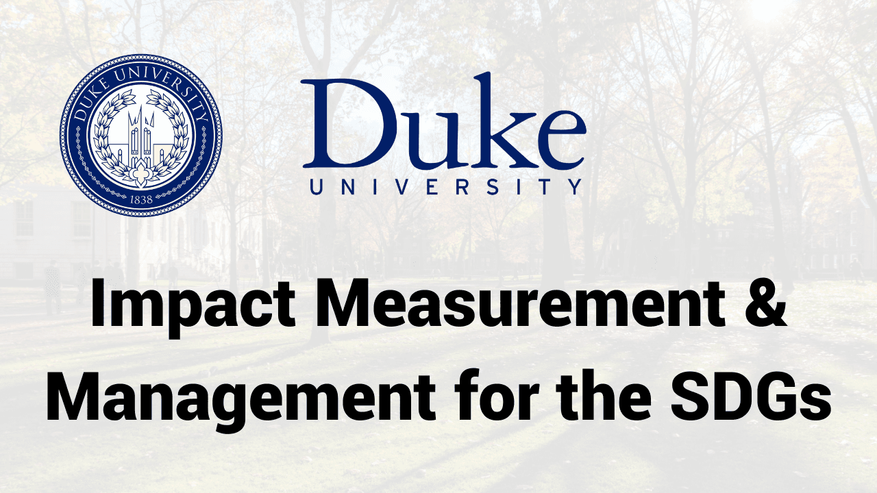 Impact Measurement & Management for SDGs