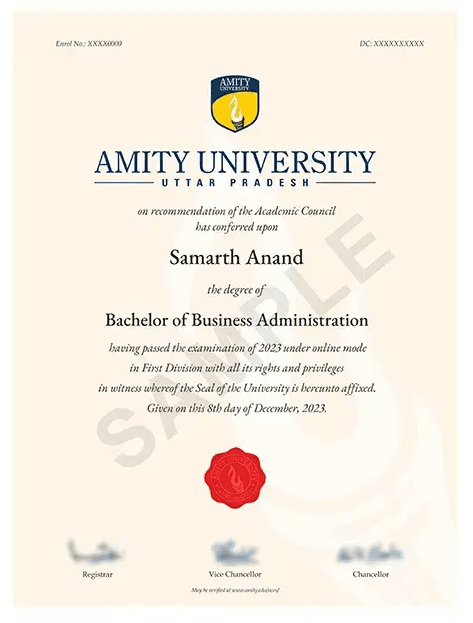 Sample Degree Certificate