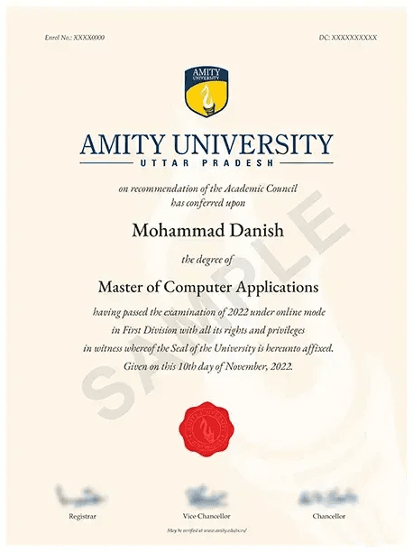 Sample Degree Certificate