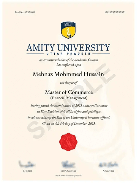 Sample Degree Certificate