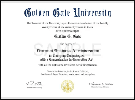 Sample Degree Certificate