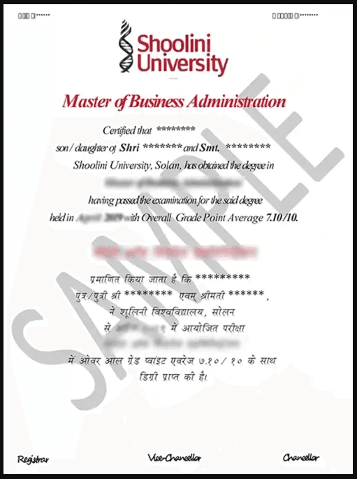 Sample Degree Certificate