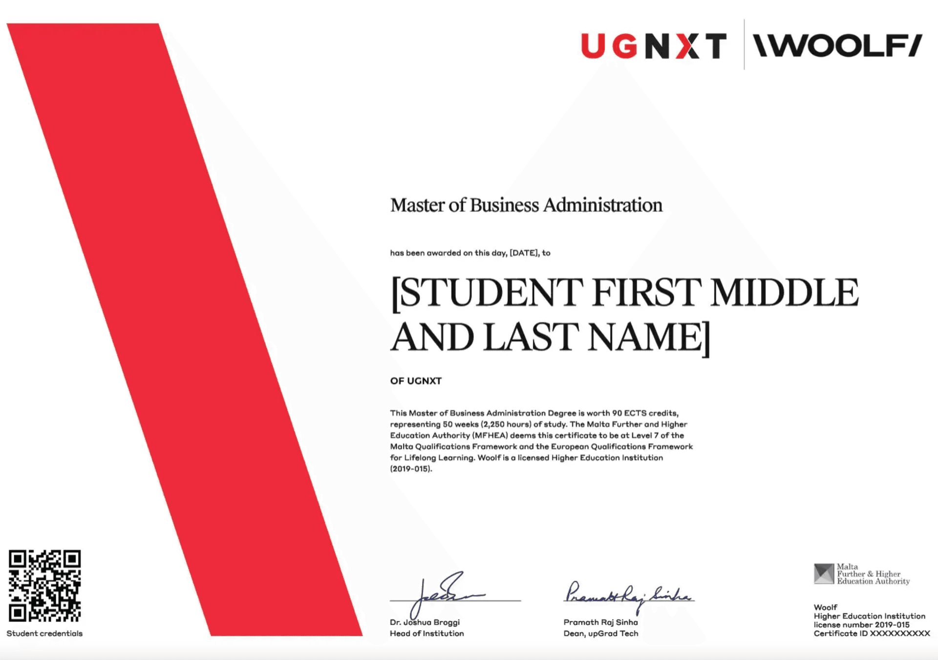 Sample Degree Certificate