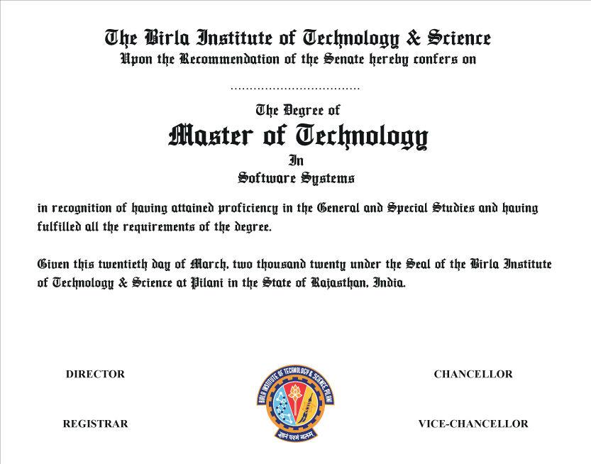Sample Degree Certificate