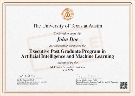 Sample Degree Certificate