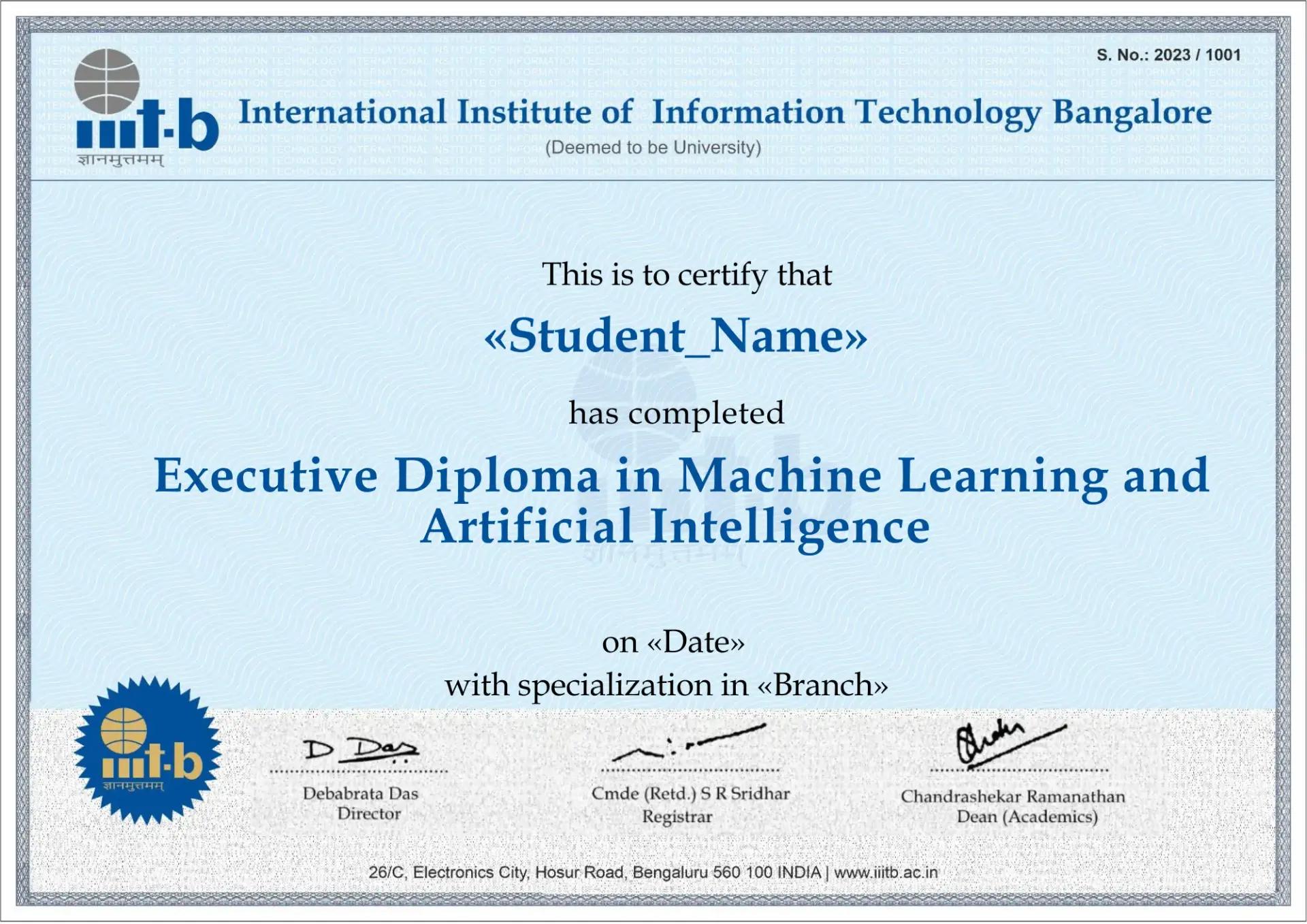 Sample Degree Certificate