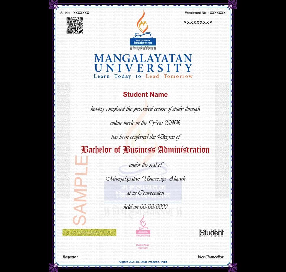Sample Degree Certificate
