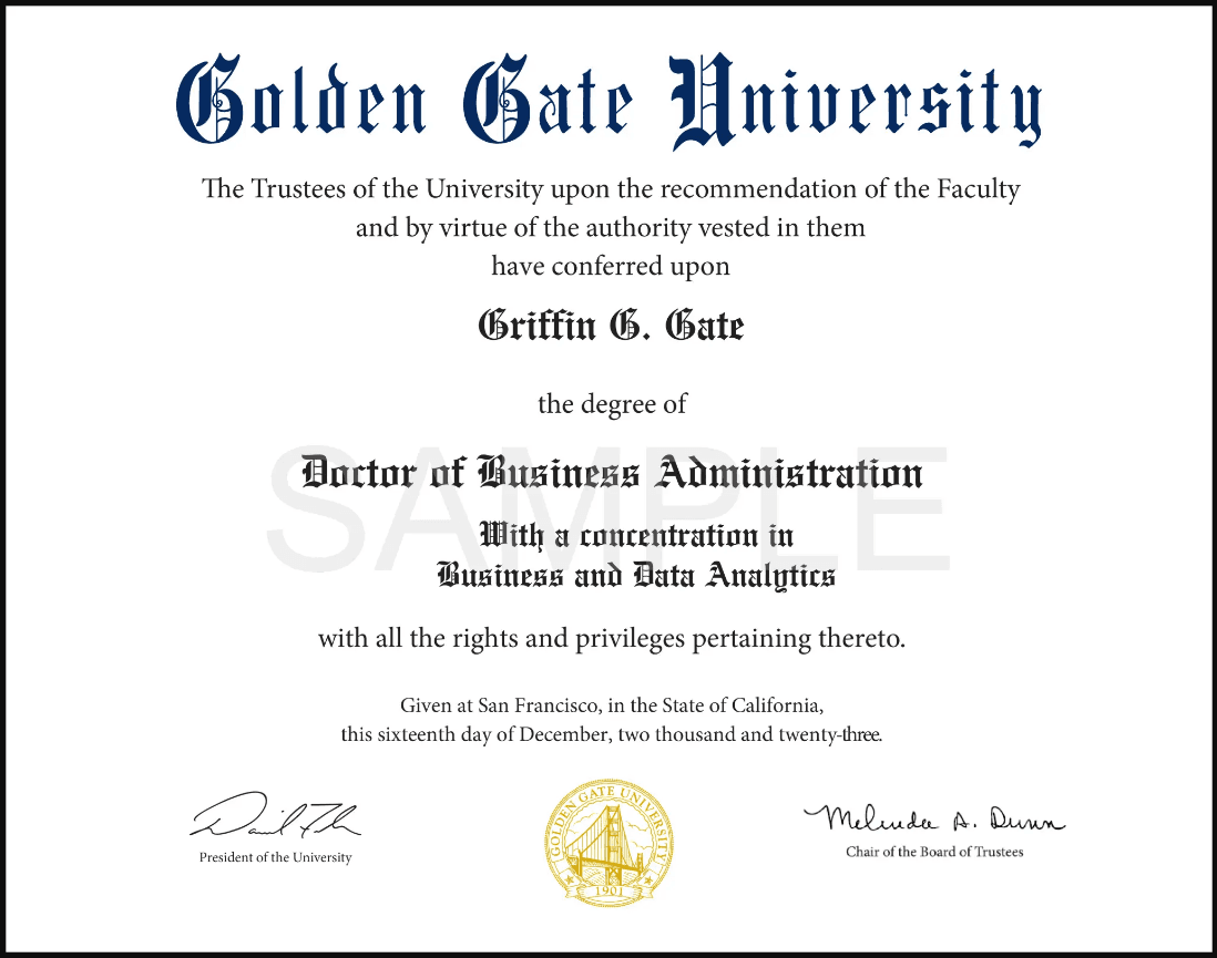 Sample Degree Certificate