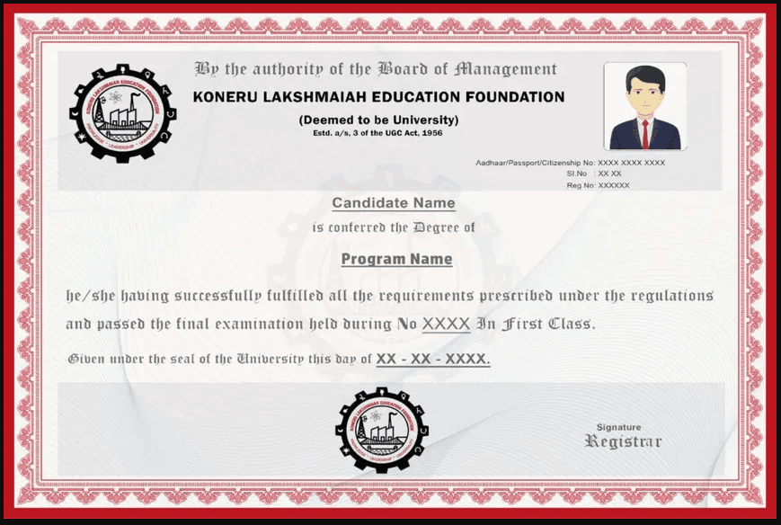 Sample Degree Certificate