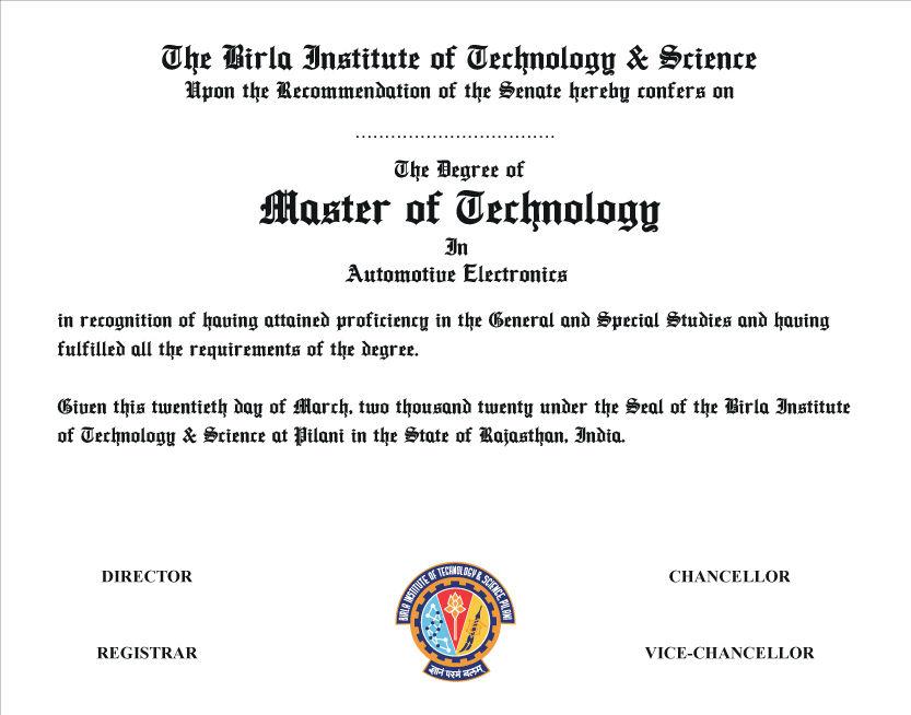 Sample Degree Certificate