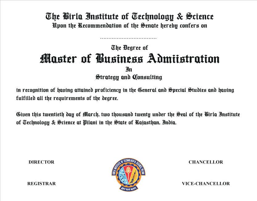 Sample Degree Certificate