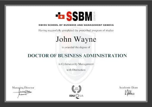 Sample Degree Certificate