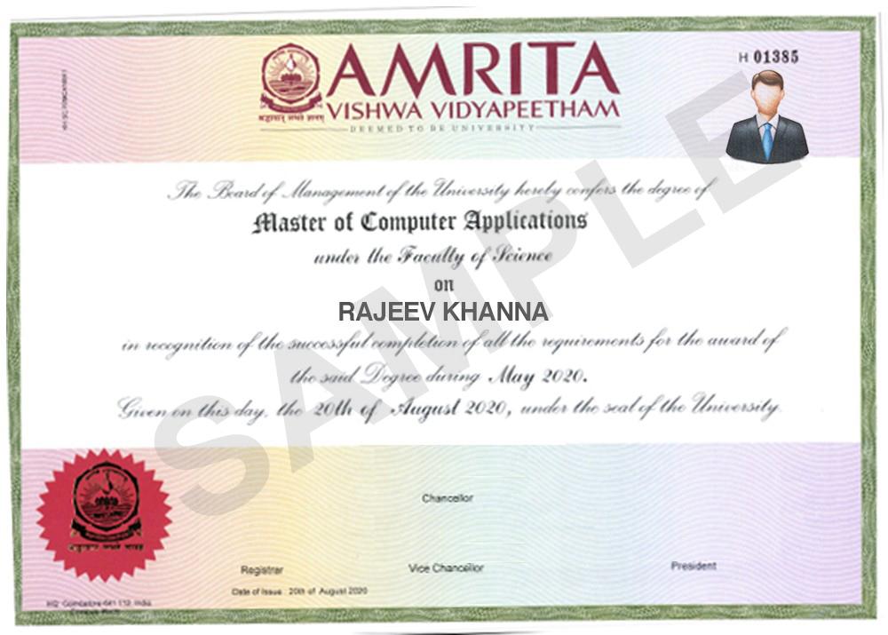 Sample Degree Certificate
