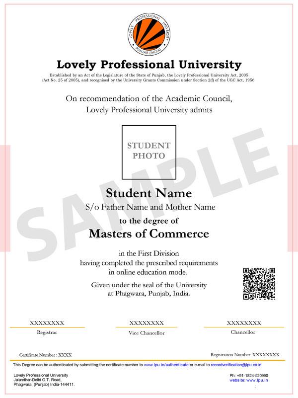 Sample Degree Certificate