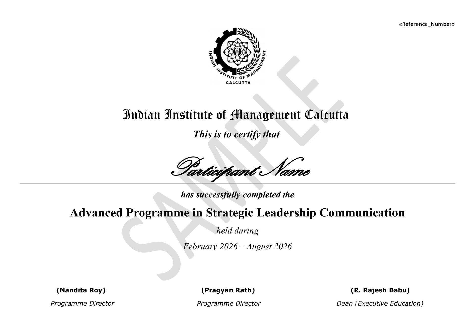 Sample Degree Certificate