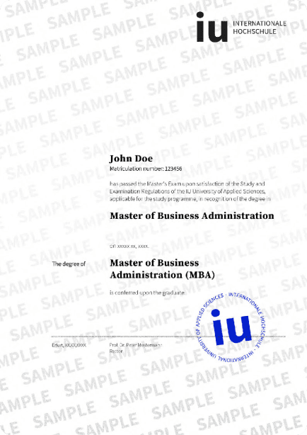 Sample Degree Certificate